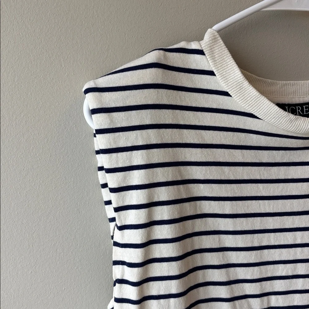 J. Crew White Tank with Navy Stripes
